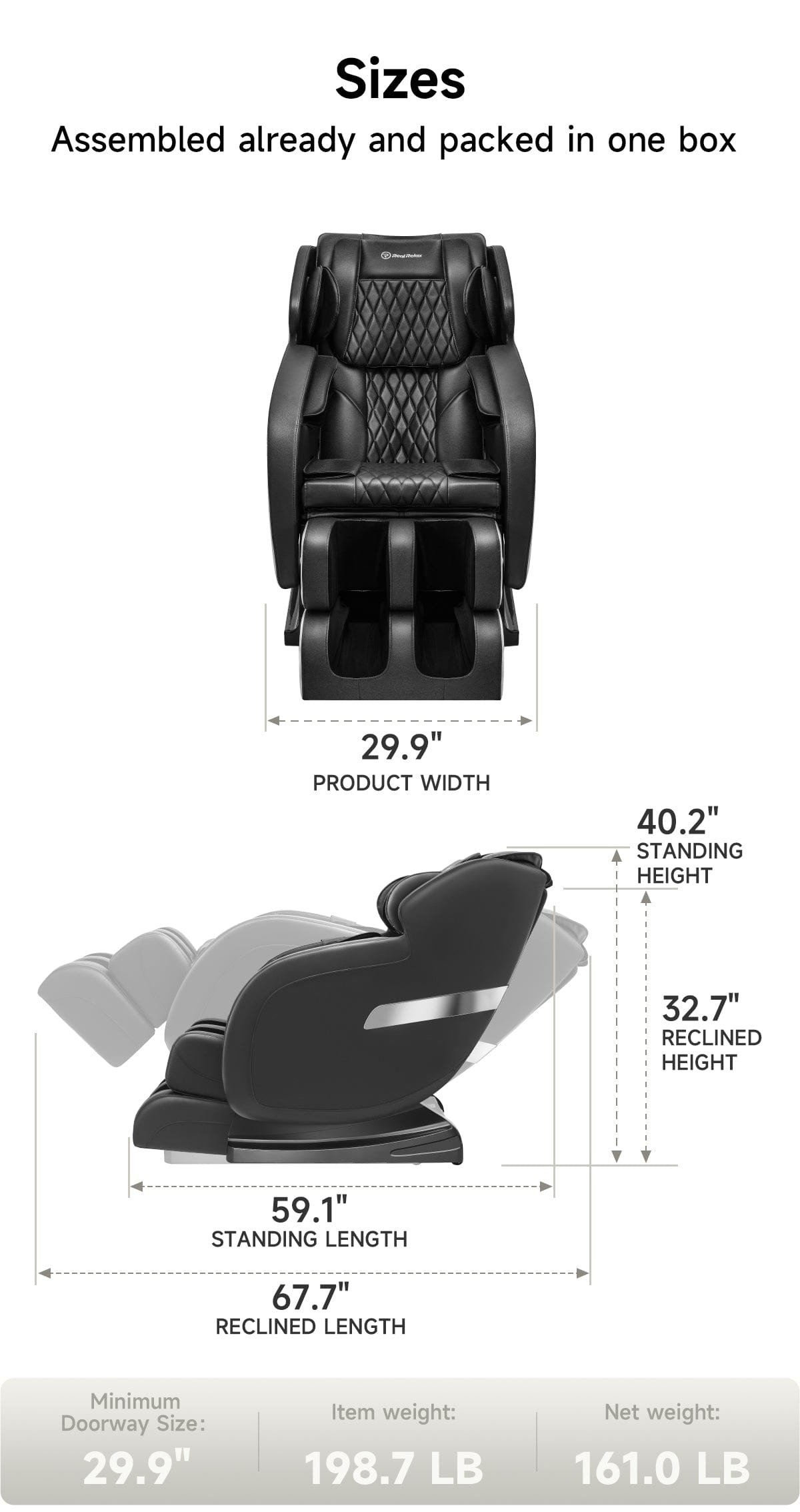 Massage chair fully reclined in a living room